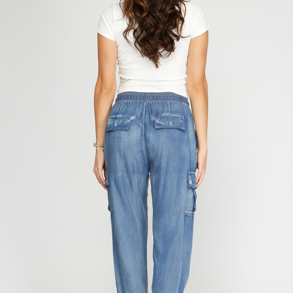 Stylish Denim joggers brand she sky size large